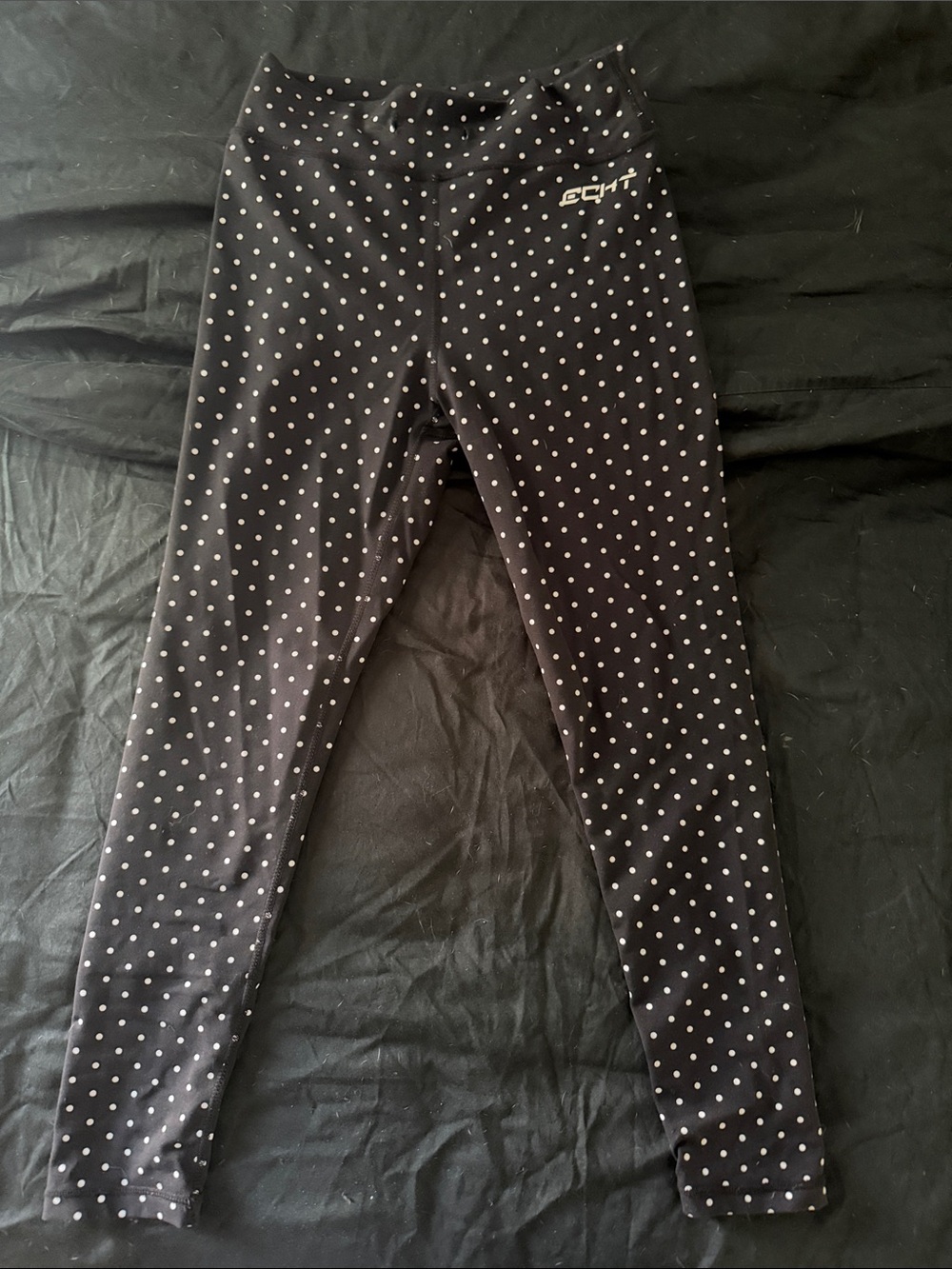 ECHT Black Leggings with White Polka Dots